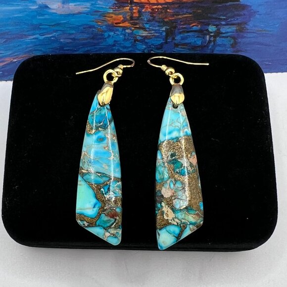 Jasper Composite Dangle Earrings - Picture 3 of 4